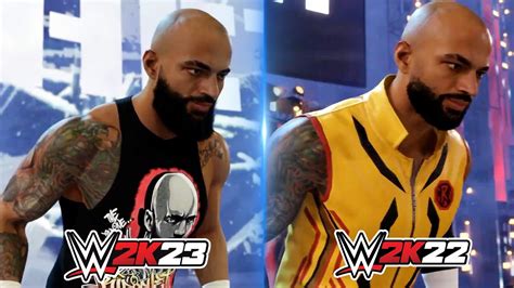 Wwe 2k23 Vs Wwe 2k22 Ricochet Entrance Comparison Youtube