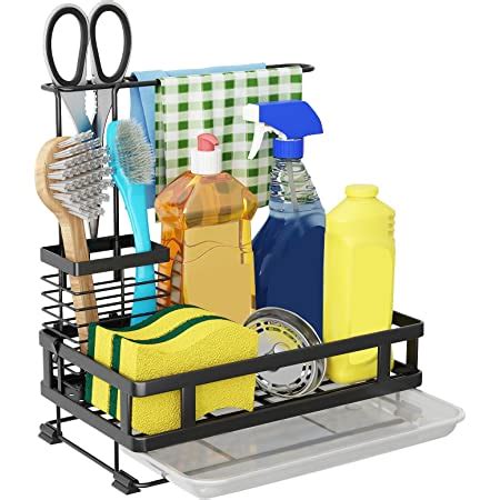 Amazon SWTYMIKI Kitchen Sink Caddy Organizer With Dishcloth Holder