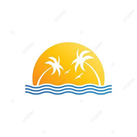 Palm Tree Sun Vector Design Images Beach Logo With Palm Tree And Sun