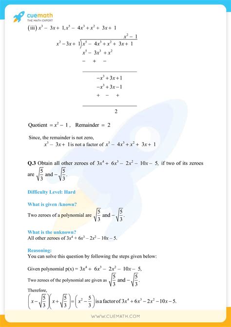 Ncert Solutions For Class 10 Maths Chapter 2 Exercise 2 3 Polynomials