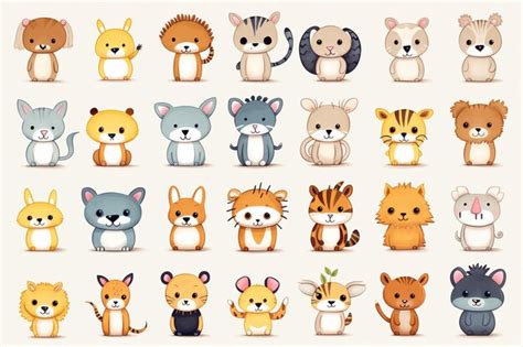 Premium Photo | A cute animals vector icons