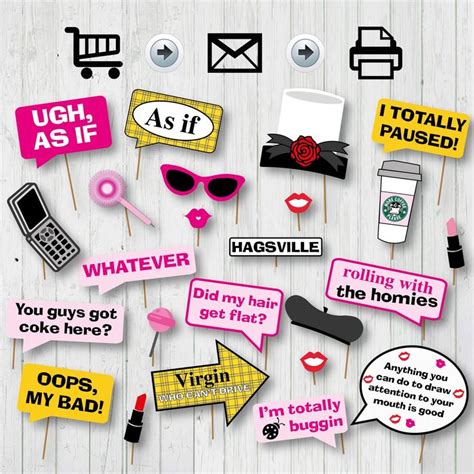 Clueless Photo Booth Printable Props Clueless Party Clueless Theme