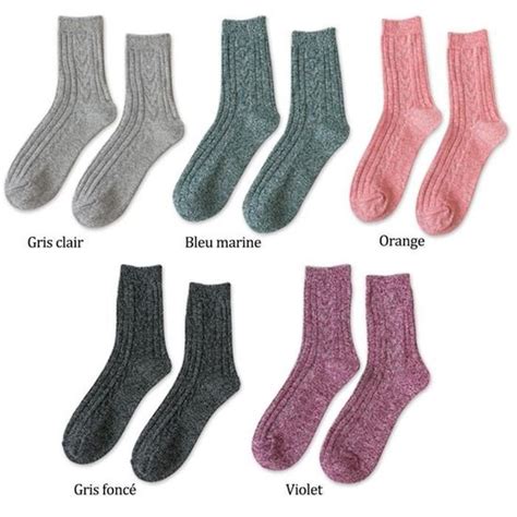 JANZDIYS 5 Paires Chaussette Chaude Femme Taille Unique Couleur Unie