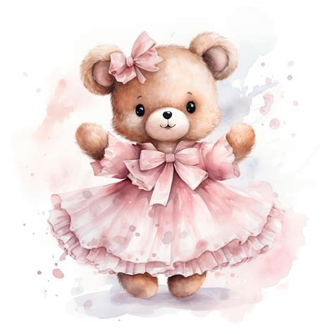 Aquarela De Urso De Pel Cia Engra Ado E Brincalh O Em Fundo Branco