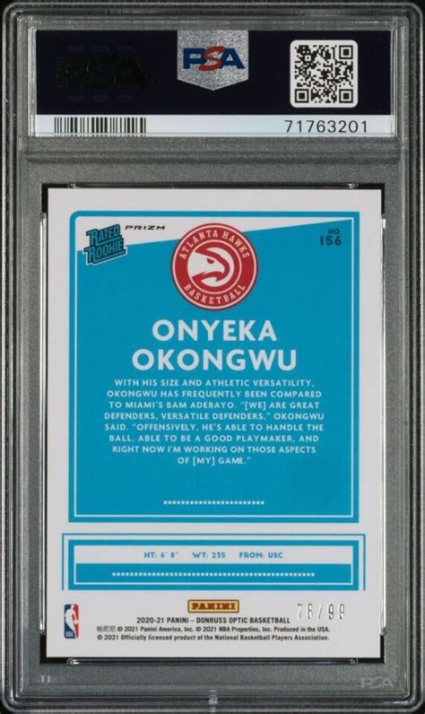 2020 21 Panini Donruss Optic Onyeka Okongwu Red Prizm RC 99 156 PSA 9