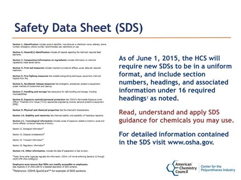 How Many Safety Data Sheet Sections Are Required By Osha