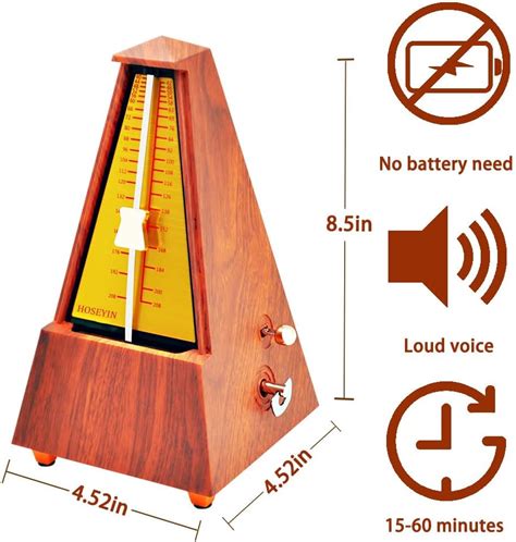 HOSEYIN Metrónomo mecánico metrónomo de grano de madera para piano