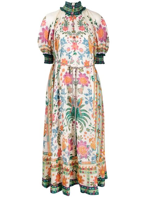 ZIMMERMANN Ginger Swing Floral Print Dress Neutrals FARFETCH AU