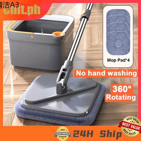 CHIT Self Wash Spin Mop With Bucket 360 Rotating Square Mop With Clean