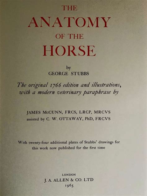 George Stubbs Anatomy Of The Horse 1965