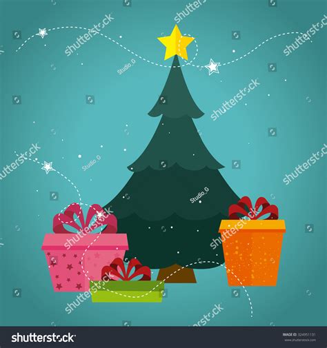 Merry Christmas Card Design Vector Illustration Stock Vector Royalty