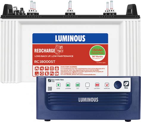 Luminous Inverter Battery Combo Eco Watt Neo 700 Square Wave 600VA