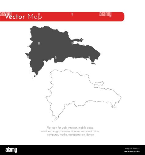 Mapa Vectorial República Dominicana Ilustración Vectorial Aislada Negro Sobre Fondo Blanco