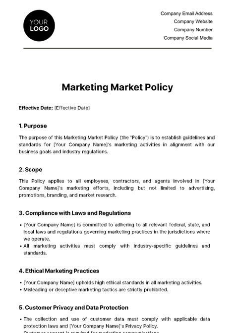 Free Marketing Market Policy Template to Edit Online