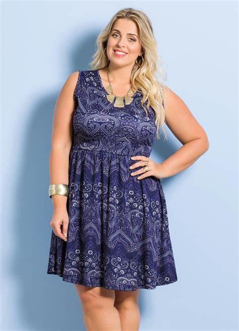 Vestido Evasê Estampa Cashmere Plus Size Marguerite