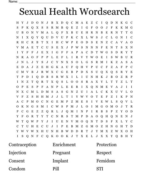 Sexual Health Wordsearch Wordmint