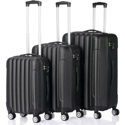 Set De 3 Valises Rigide En ABS Ensemble De Bagages 4 Roulettes 55cm