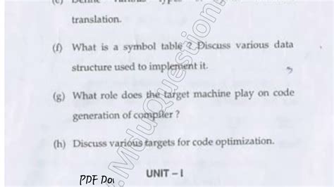 Mca 2nd Sem Compiler Design Question Paper Youtube