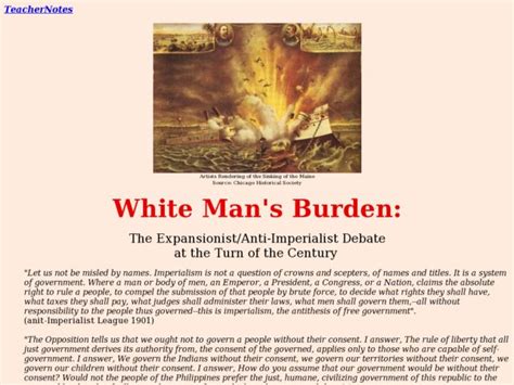 White Mans Burdenthe Expansionistanti Imperialist Debate At The Turn Of The Century Lesson