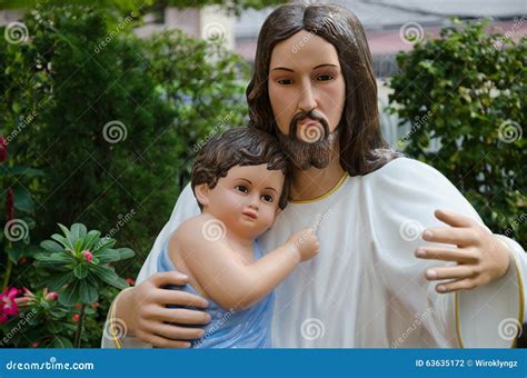 Statue of Christ and Child in Hug. Stock Photo - Image of believe ...