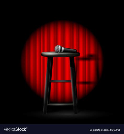 Stand Up Comedy Show Microphone And Stool Vector Image