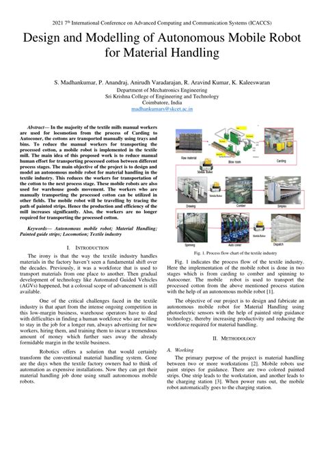 Pdf Design And Modelling Of Autonomous Mobile Robot For Material Handling