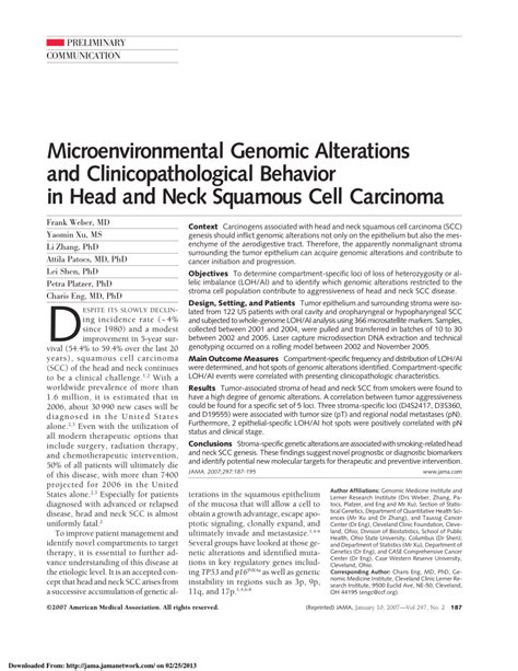 Pdf Microenvironmental Genomic Alterations And Clinicopathological