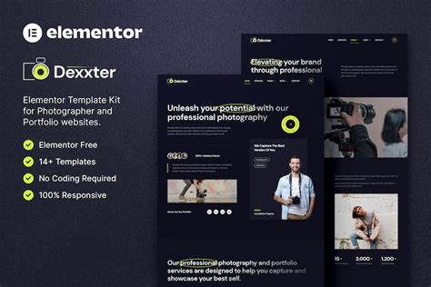 Discounted Dexxter Photography Portfolio Elementor Template Kit