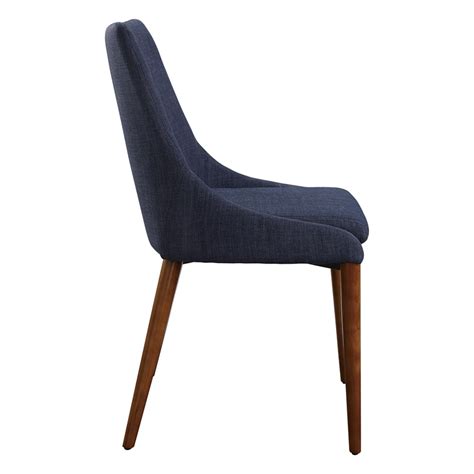 Palmer Mid Century Modern Fabric Dining Accent Chair In Navy Blue