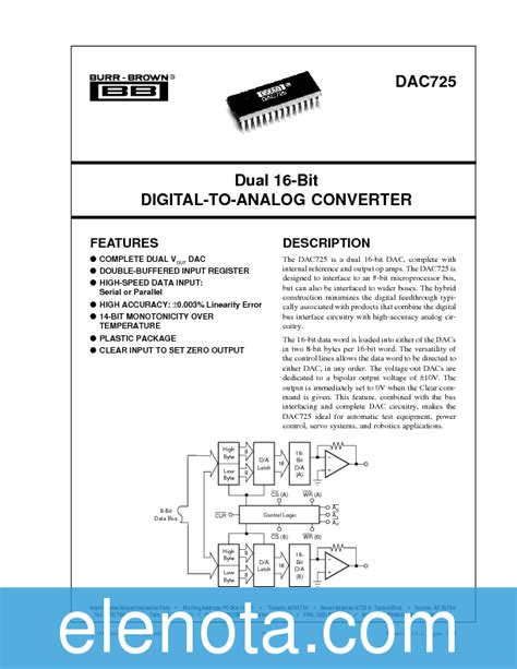 Dac Datasheet Pdf Kb Burr Brown Pobierz Z Elenota Pl