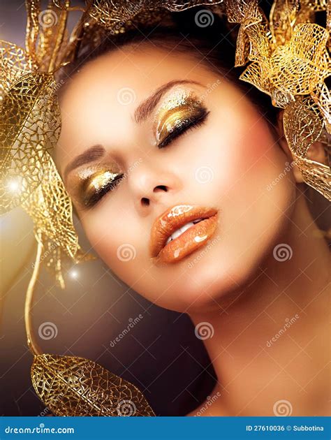 Luxury Golden Makeup Stock Photo Image Of Hair Fashion 27610036