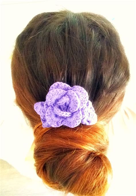 Crochet Hair Bride Flower Pin Wedding Shabby Chic Uncinetto Capelli