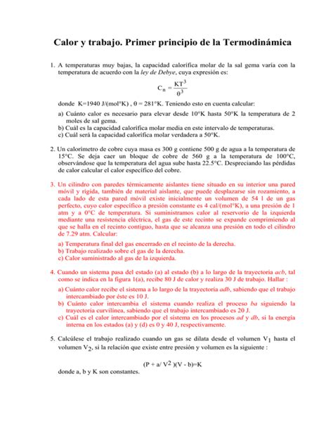 Calor y trabajo Primer principio de la Termodinámica