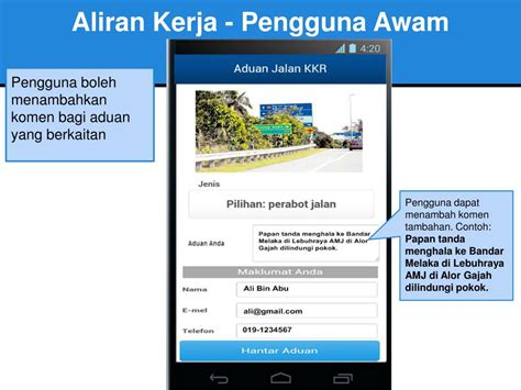 PPT Manual Pengguna Aplikasi Telefon Pintar Sistem Aduan Jalan KKR