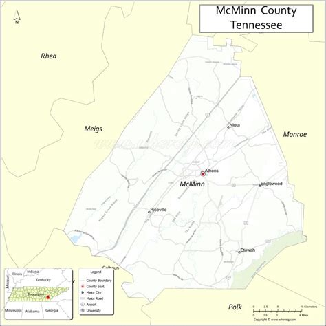 Map of McMinn County, Tennessee - Thong Thai Real