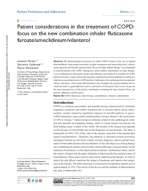 (PDF) Patient considerations in the treatment of COPD: focus on the new combination inhaler ...