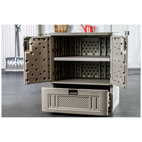 SUNCAST Plastic Storage Cabinet: 30 in x 20 in x 36 in, Solid, Frame