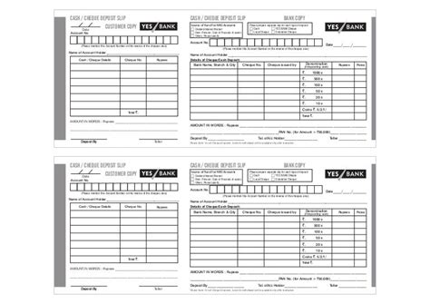 Yes bank deposit slip