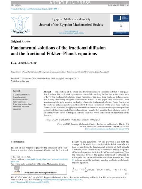 Pdf Fundamental Solutions Of The Fractional Diffusion And The