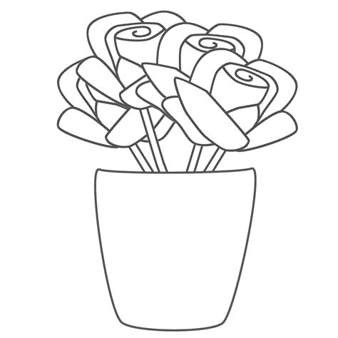 Desenho De Vaso Ramo De Rosas Para Colorir Tudodesenhos