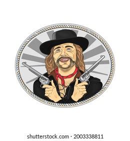 Funny Cowboy Two Guns Stock Illustration 2003338811 | Shutterstock