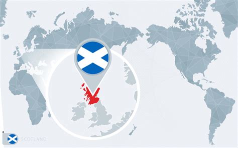 Pacific Centered World map with magnified Scotland. Flag and map of Scotland. 28760447 Vector ...