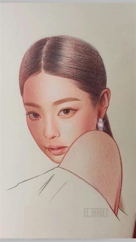 Tranh Vẽ Jennie Blackpink Kpop Drawings Pencil Art Drawings Art