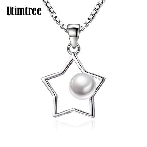 Utimtree Cute Fiver Star Shape Pearl Necklaces Jewelry Box Chain