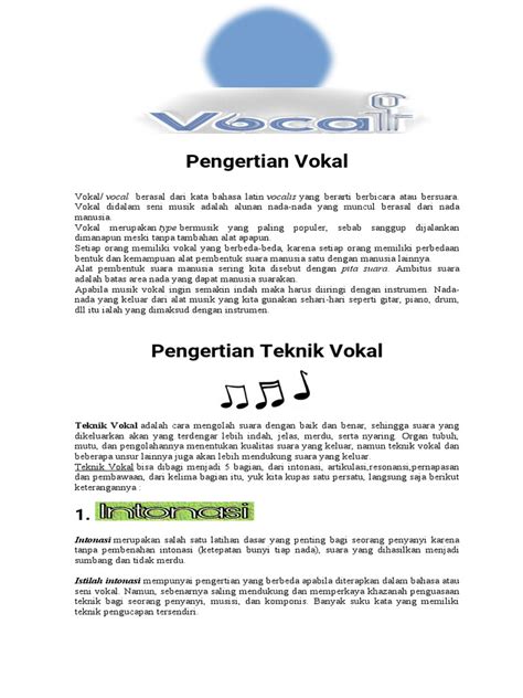 pengertian teknik vokal