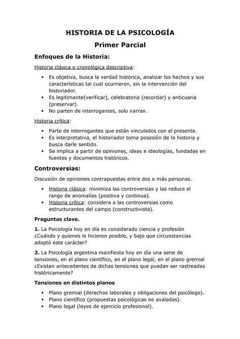 Historia De La Psicolog A Parcial Historia De La Psicolog A Primer