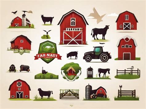 Premium Photo | A collection of farm animals including a barn and barn