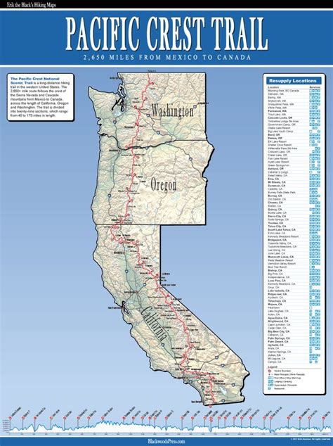 A Map Of The Pacific Crest Trail In Washington And Oregon With Information About It