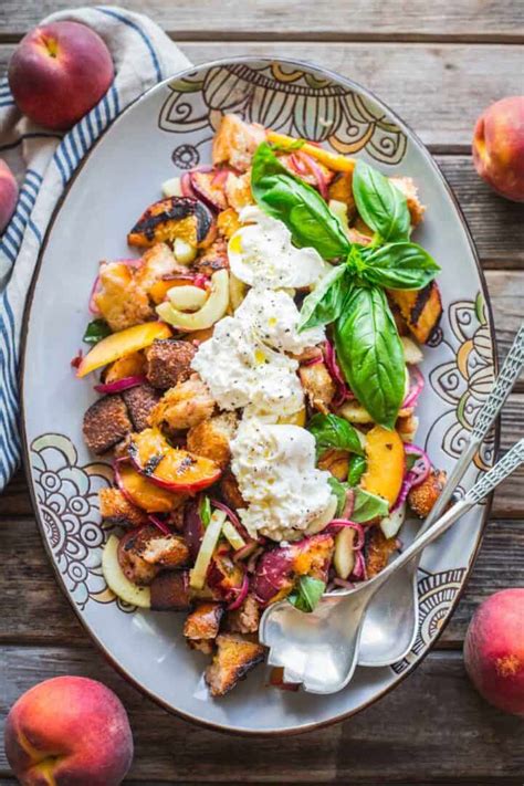 Grilled Peach Panzanella Salad With Burrata Coley Cooks