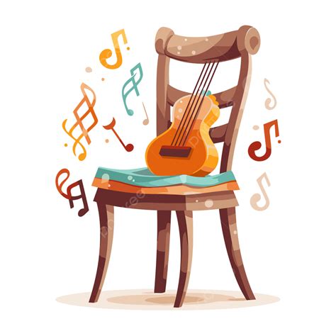 Musical Chair Vector Sticker Clipart An Old Wooden Chair With A Guitar And Musical Notes On It